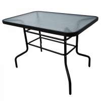 Rectangular Modern Outdoor Iron Metal Tempered Glass Patio Dining Garden Table