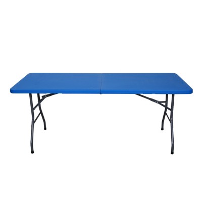 Blue 6ft 180cm blow mould plastic HDPE folding table