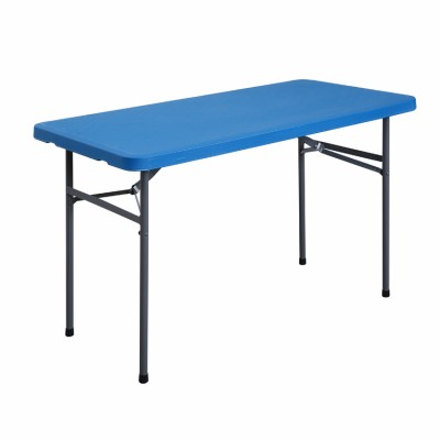 Blue 4ft 122cm rectangular HDPE blow molded folding table